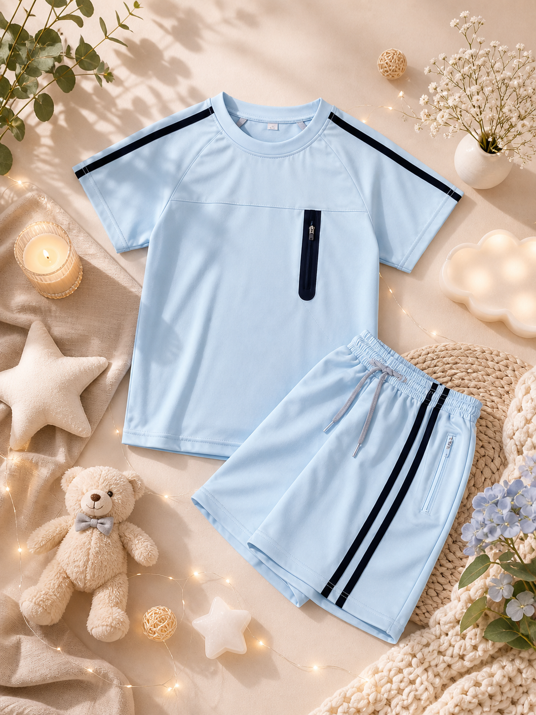 Ensemble T-shirt + Short Garçon Bleu